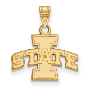 14k Yellow Gold Iowa State Small 'I STATE' Pendant